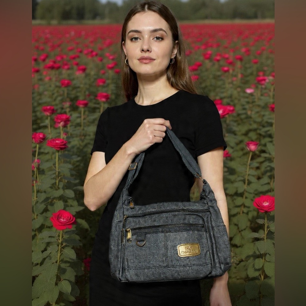 Everyday Shoulder Bag with Gold Accent